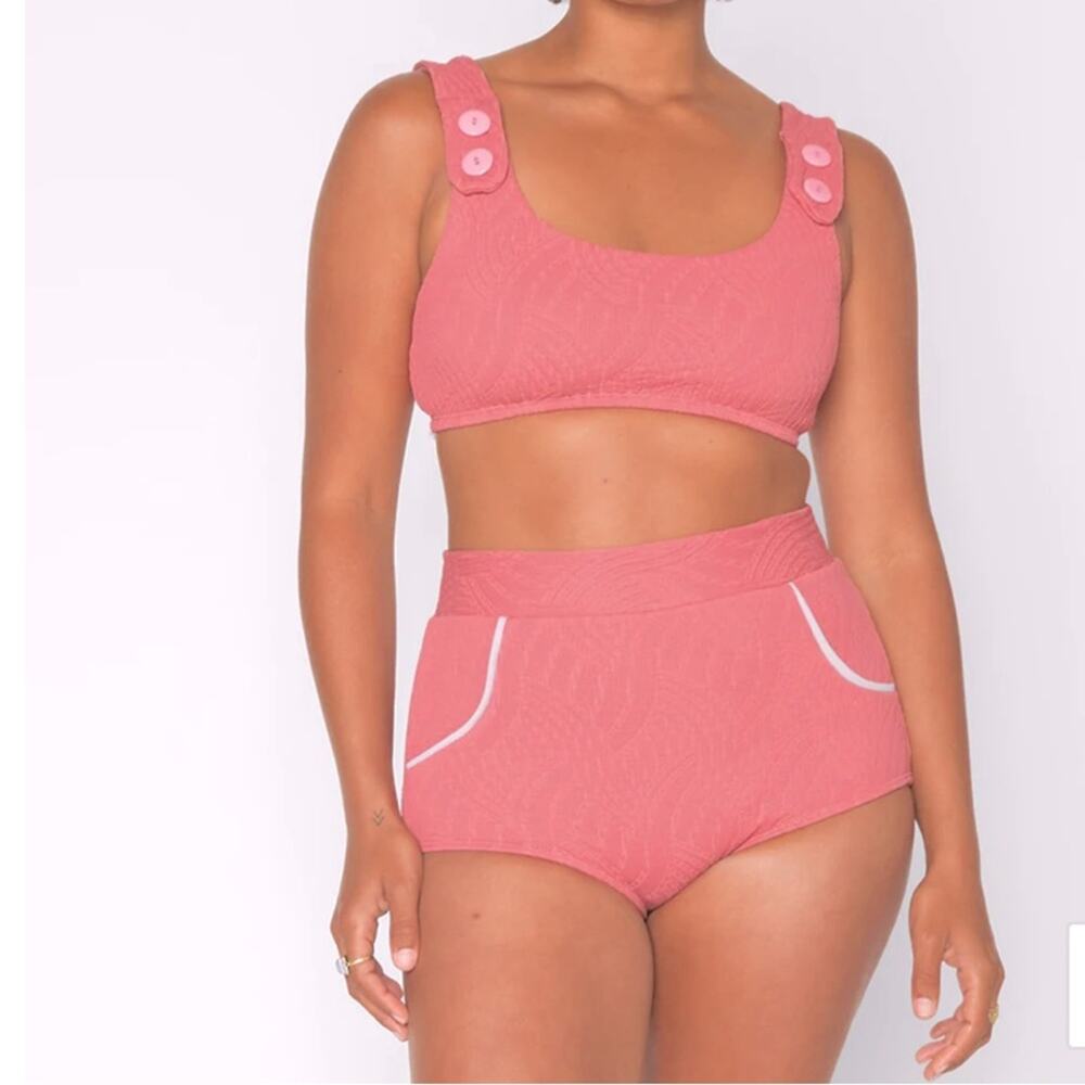 NWT Seea Georgia flamingo bikini top and high waist bottom, XS top/S bottom